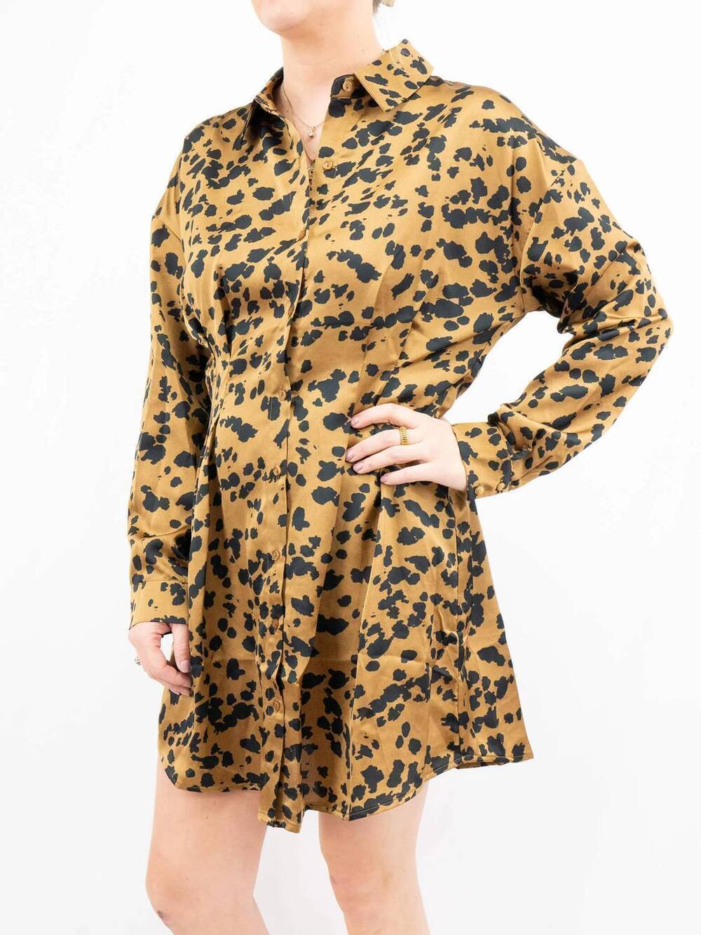 NEW LUSH women's cheetah work dress in camel
